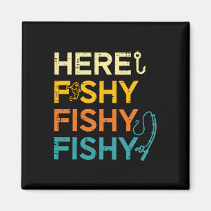 Imán Pescar Aquí Pescar Retro Amante Del Pescado Pescad