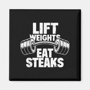 Imán Pesos de elevación Eat Steaks Funny Gym Fitness Mo