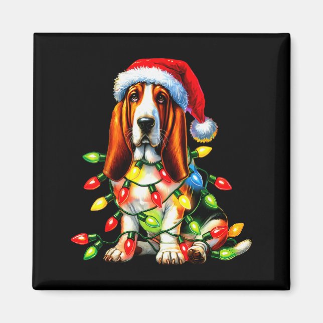 Imán Pet Animal Bet Hound Dog Lover Santa Hat Christmas (Frente)