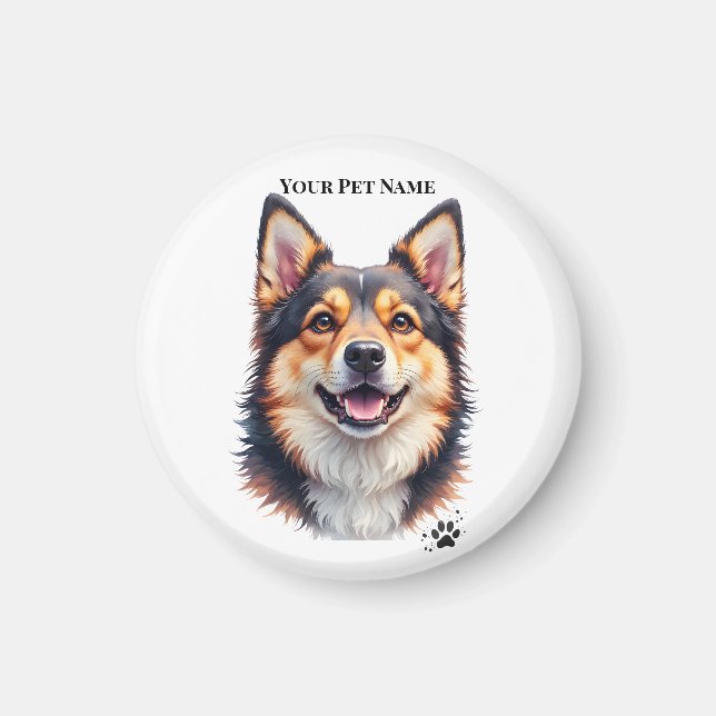 Imán Pet’s Simple Modern Name & Photo Custom Design (Frente)