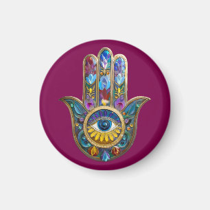 Imán Pétalos Coloridos Hojas Hamsa Zafiro Tercer Ojo