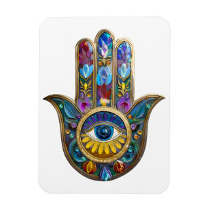 Imán Pétalos Coloridos Hojas Hamsa Zafiro Tercer Ojo