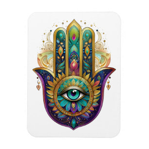 Imán Pétalos de Oro Verde Violeta Hamsa Turquesa Tercer