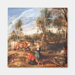 Imán Peter Paul Rubens Milkmaids con ganado en tierra