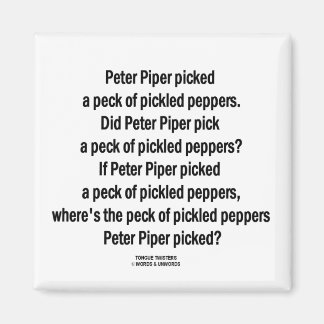 Imán Peter Piper Peck Pickled Peppers (Tongue Twister)