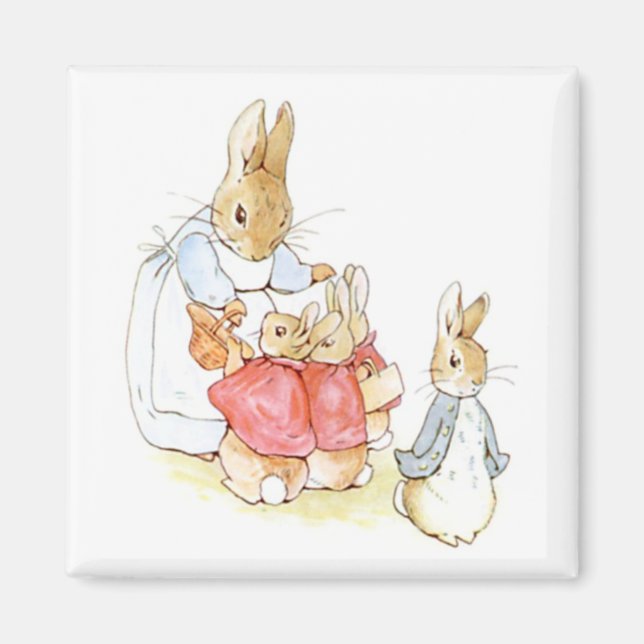 Imán Peter Rabbit y sus hermanas (por Beatrix Potter) (Frente)