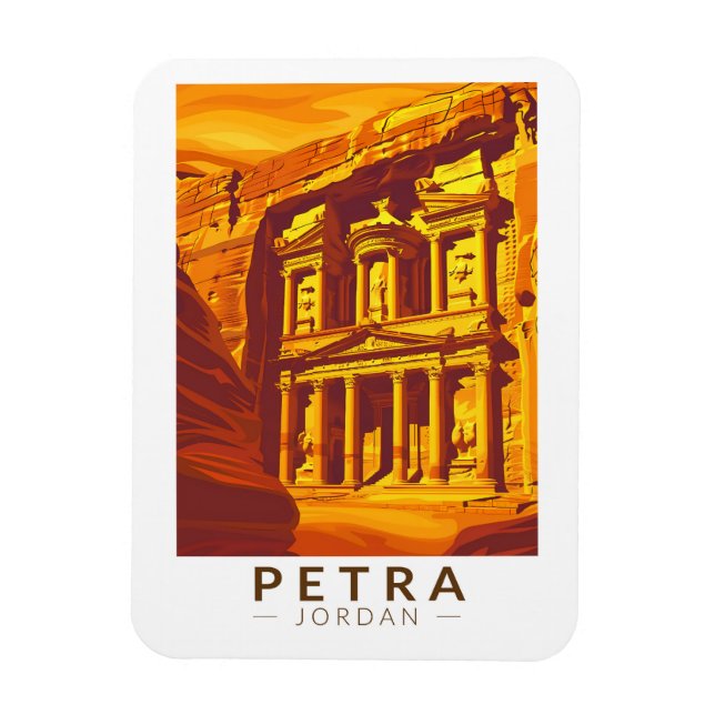 Imán Petra Jordan Sunset Travel Art Vintage (Vertical)