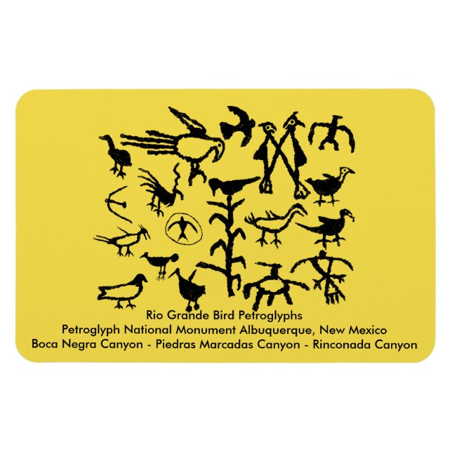Imán Petroglifos de aves de Río Grande (Horizontal)