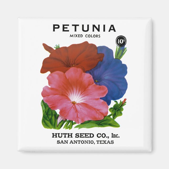 Imán Petunia Vintage Seed Packet (Frente)