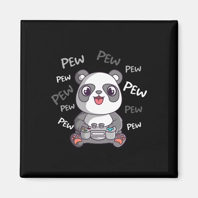 Imán Pew Pew Pew Cute Panda Video Gaming Gamer (Frente)
