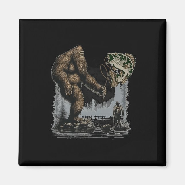Imán Pez Bigfoot Divertido Sasquatch Pesca  (Frente)