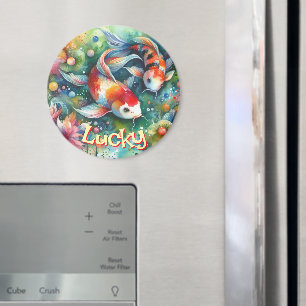 Imán Pez Koi Afortunado Caprichoso Personalizado Acuare