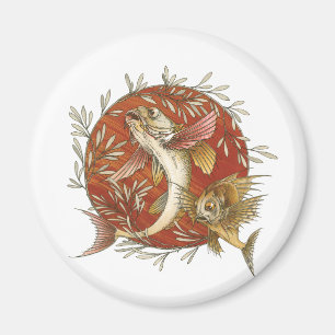 Imán Pez Volador Japonés y Hojas de Bambú Arte Vintage