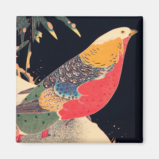 Imán Pheasant dorado en la nieve de Ito Jakuchu (Frente)