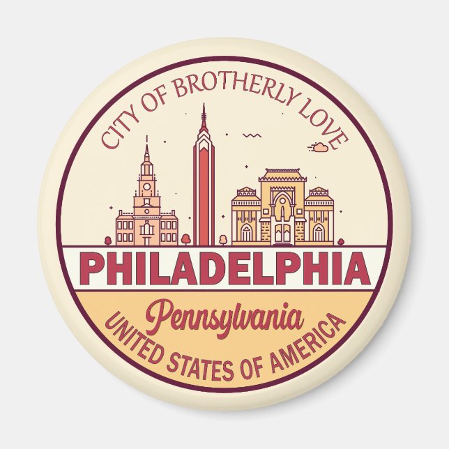 Imán Philadelphia Pennsylvania City Skyline Emblem (Frente)