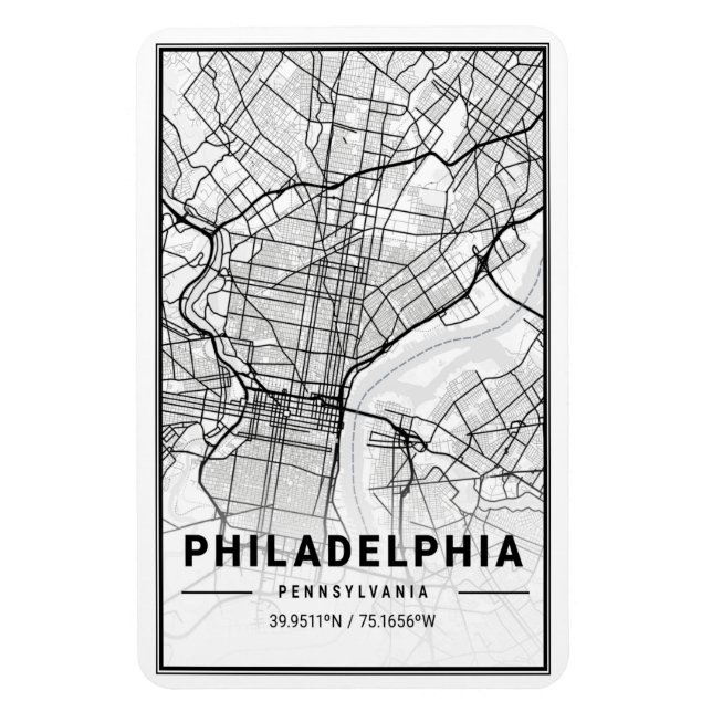 Imán Philadelphia Pennsylvania USA Travel City Map (Vertical)