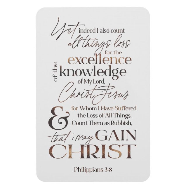 Imán Philippians 3:8 Scripture Bronze Typography (Vertical)