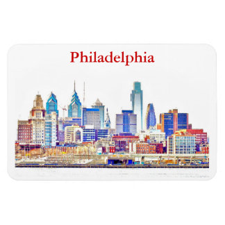 Imán Philly Color Sketch Skyline Premium Magnet