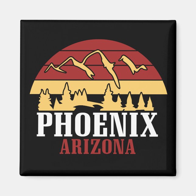 Imán Phoenix Arizona Skyline Art Print Retro Sunset (Frente)