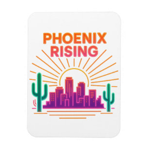 Imán Phoenix Rising Ciudad de Neón – Synthwave Retro de