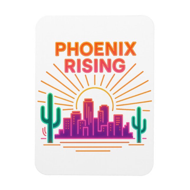 Imán Phoenix Rising Ciudad de Neón – Synthwave Retro de (Vertical)