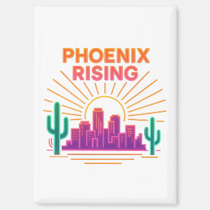 Imán Phoenix Rising Ciudad Neon – Desierto Retro Synthw