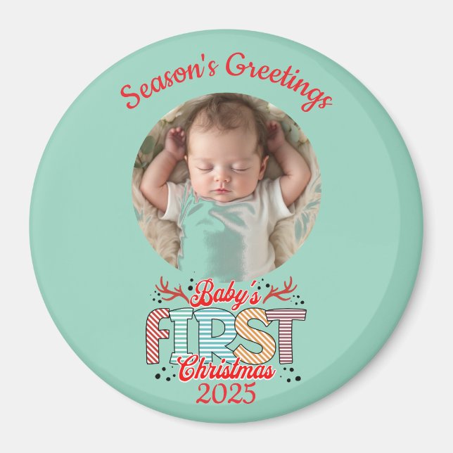 Imán Photo BABY'S First Christmas Personalize (Frente)