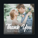 Imán Photo Bold Script White Thank You Wedding<br><div class="desc">Simple Modern Bold Script White Elegant Thank You Wedding Photo Magnet.</div>