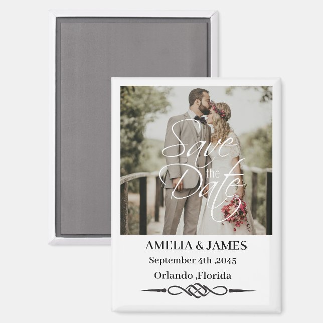 Imán Photo Celtic Knot Wedding Save the Date Magnet (Anverso/Reverso)