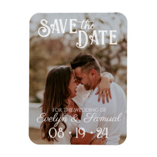 Imán Photo Save the Date Magnet with White Text