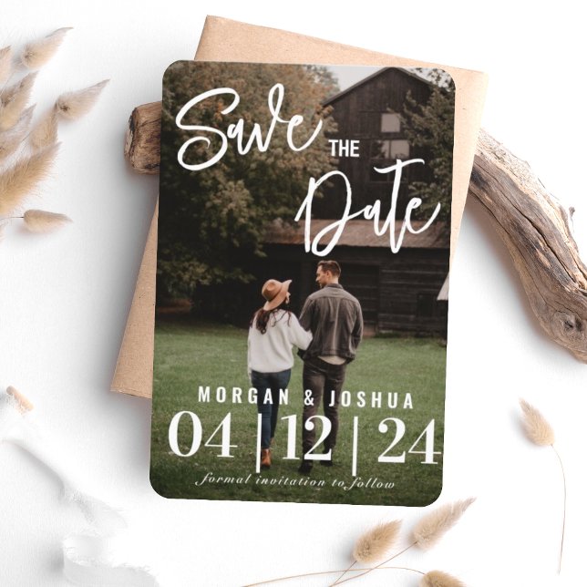 Imán Photo Wedding Save the Date Magnet | Faux Vellum  (Subido por el creador)