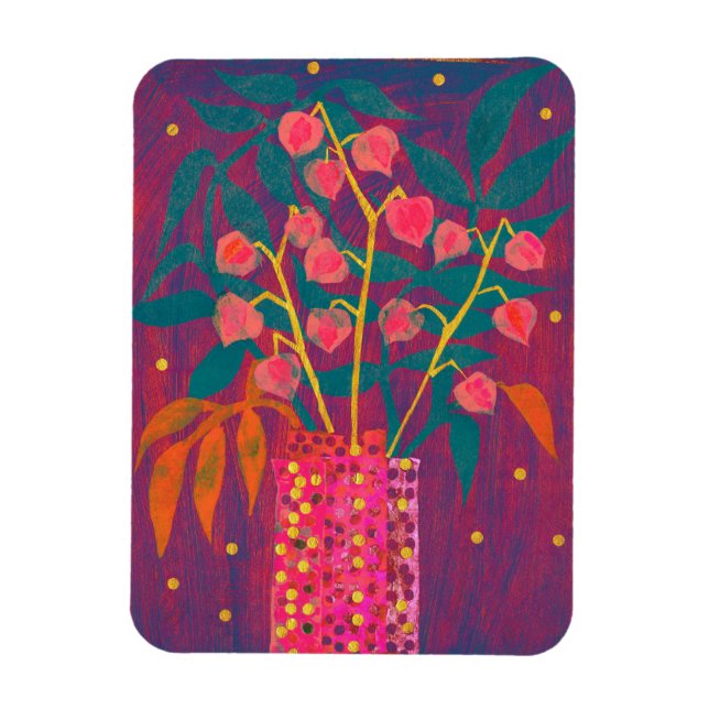 Imán Physalis Plantas otoñales Arte Floral Bouquet Colo (Vertical)