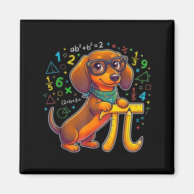 Imán Pi Dachshund Matemáticas Pi Matemáticas Divertido  (Frente)