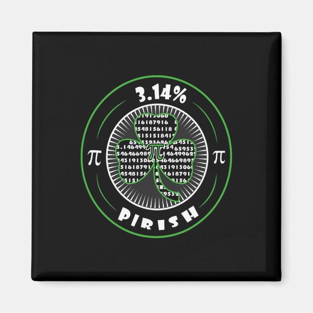 Imán Pi Day Irlandés Shamrock Clover Pirish Math Lover  (Frente)