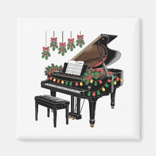 Imán Pianista Navidad Luces Santa Tocando