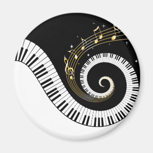 Imán Piano Keys y Gold Music Notes Magnet