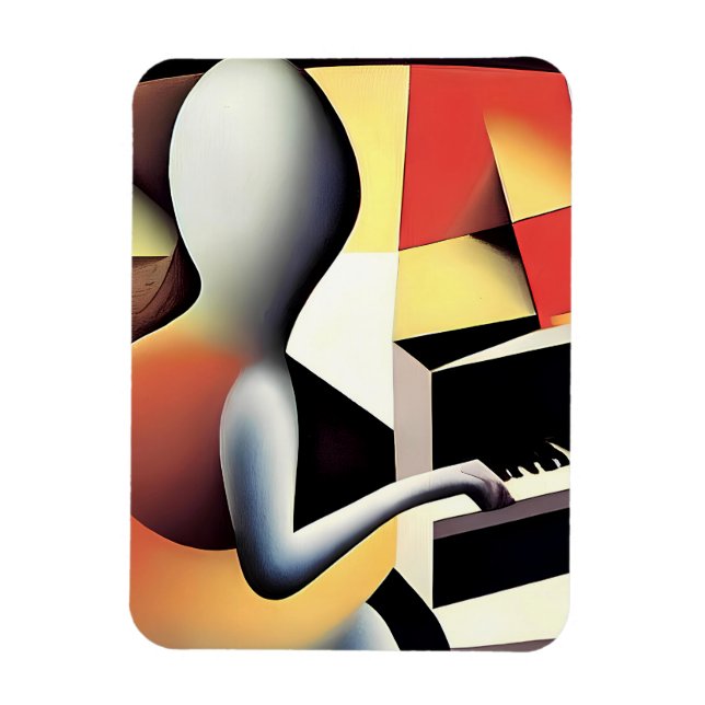 Imán Piano Player - Arte de aerógrafo (Vertical)