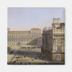 Imán Piazza Castello, Turín, grabado por F. Citterio (c
