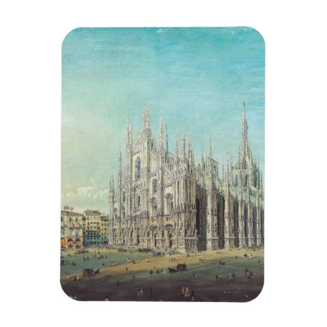 Imán Piazza del Duomo en Milán por Carlo Bossoli (Vertical)
