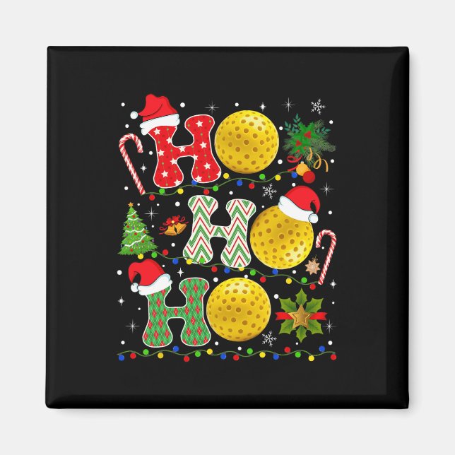 Imán Pickleball de árbol de navidad Ho Ho Santa Luces X (Frente)
