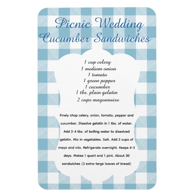 Imán Picnic Cucumber Sandwich Recipe Magnet (Vertical)