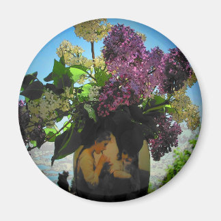 Imán Picnic de las hermanas Lilacs y Vase