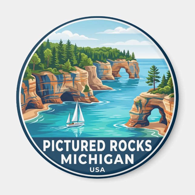 Imán Pictured Rocks National Lakeshore EE. UU. (Frente)