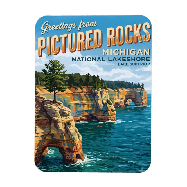 Imán Pictured Rocks National Lakeshore Michigan (Vertical)