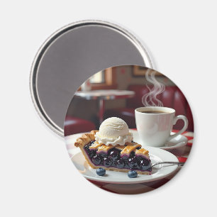 Imán Pie de arándano, helado y café