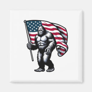 Imán Pie Grande 4 De Julio Sasquatch Bandera Estadounid