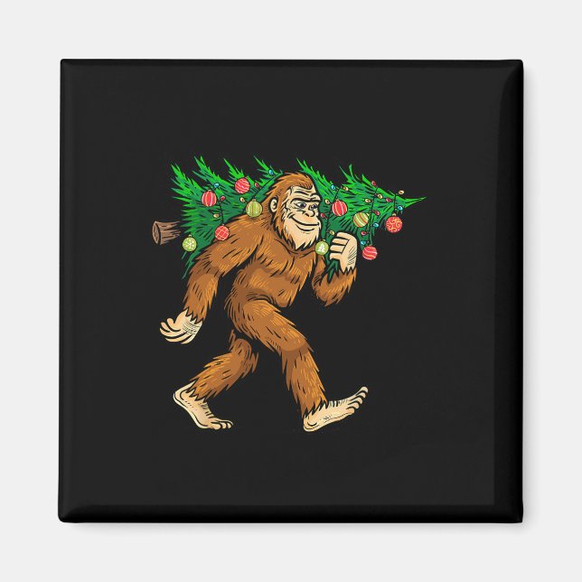 Imán Pie grande con árbol de navidad Sasquatch Creyente (Frente)
