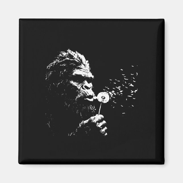 Imán Pie Grande soplando diente de león sasquatch vinta (Frente)