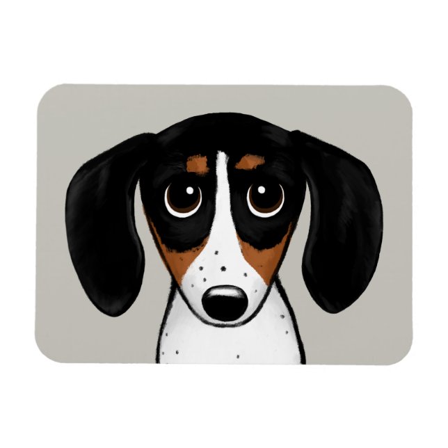 Imán Piebald Dachshund Cute Cuppy Dog Magnet (Horizontal)