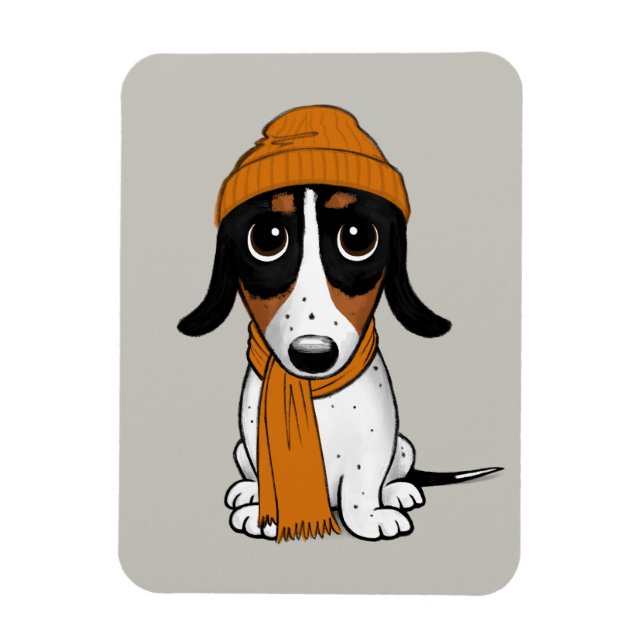Imán Piebald Dachshund Cute Hipster Dog (Vertical)
